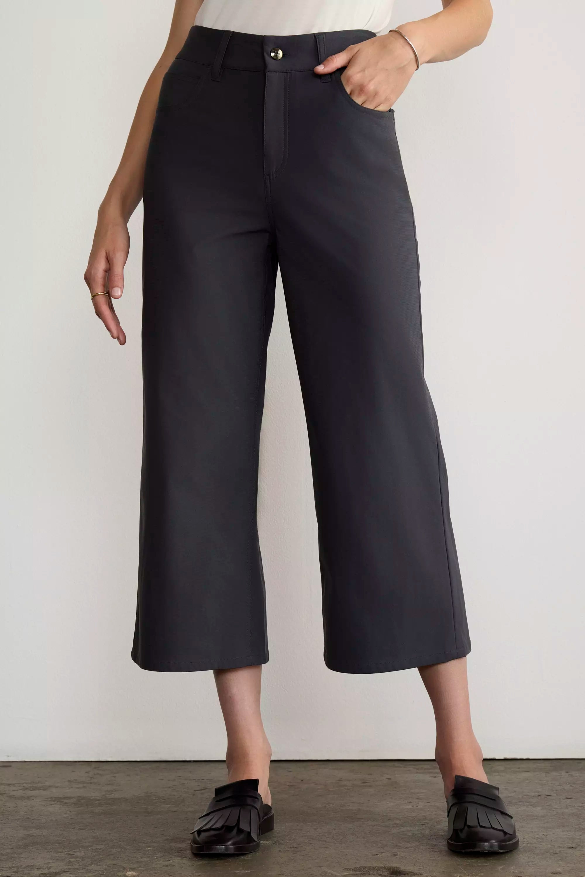 Limitless High-Rise Wide Leg Cropped Pant - Asphalt