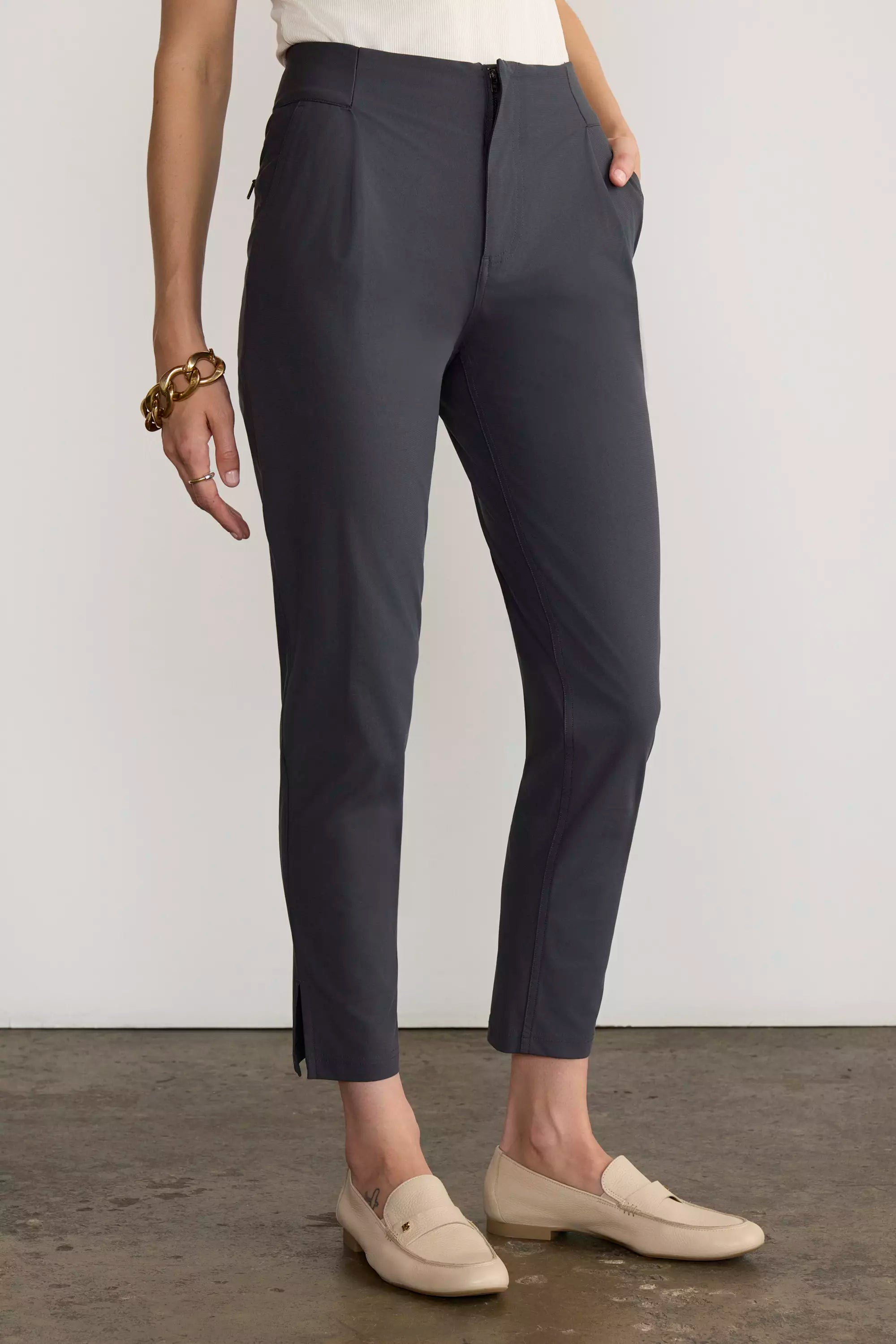 Limitless High-Rise Ankle Pant with Pleats - Asphalt