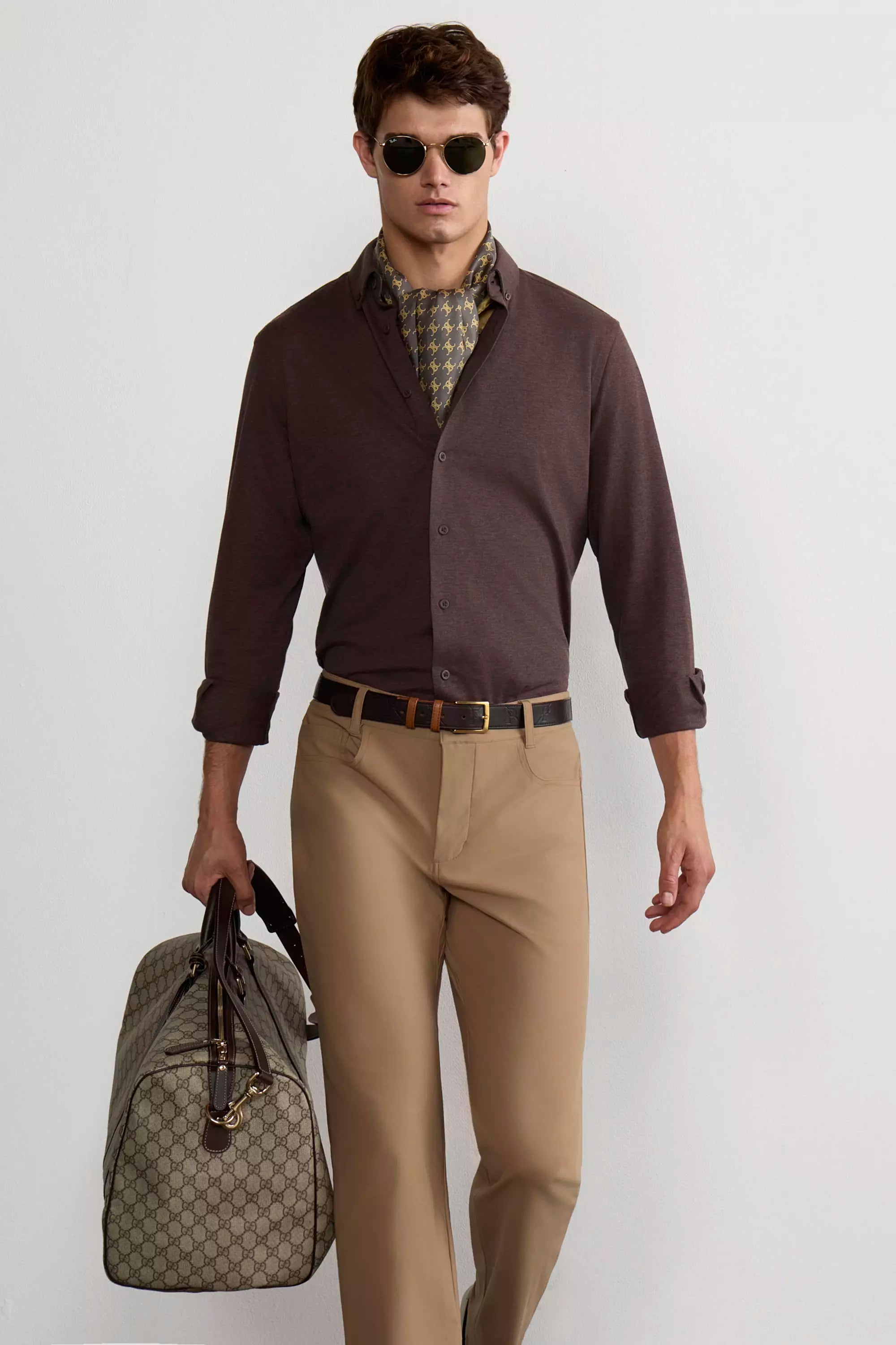 Integrity Slim-Fit FlexPique Shirt - Htr Dark Brown