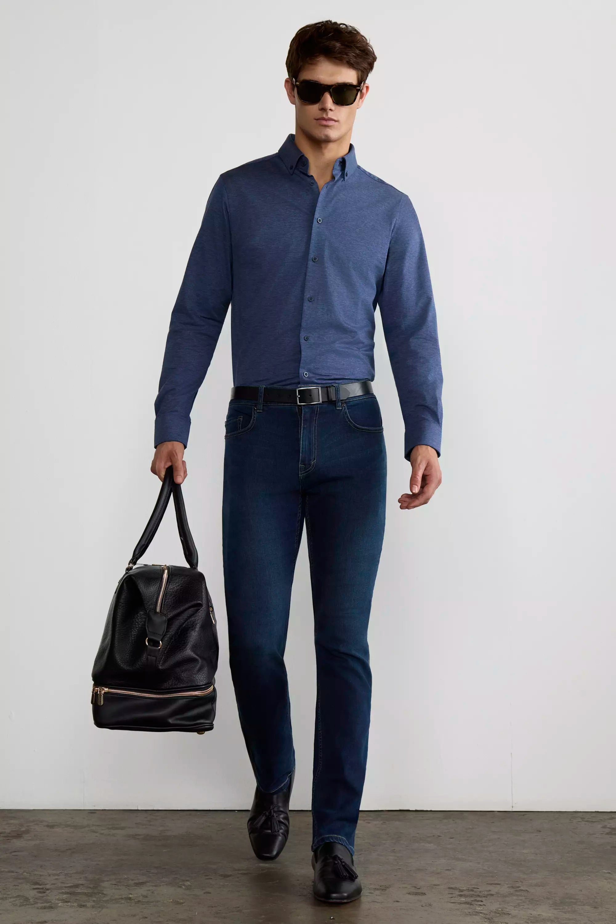 Interview FlexPique Knit Standard-Fit Shirt - Heathered Blue