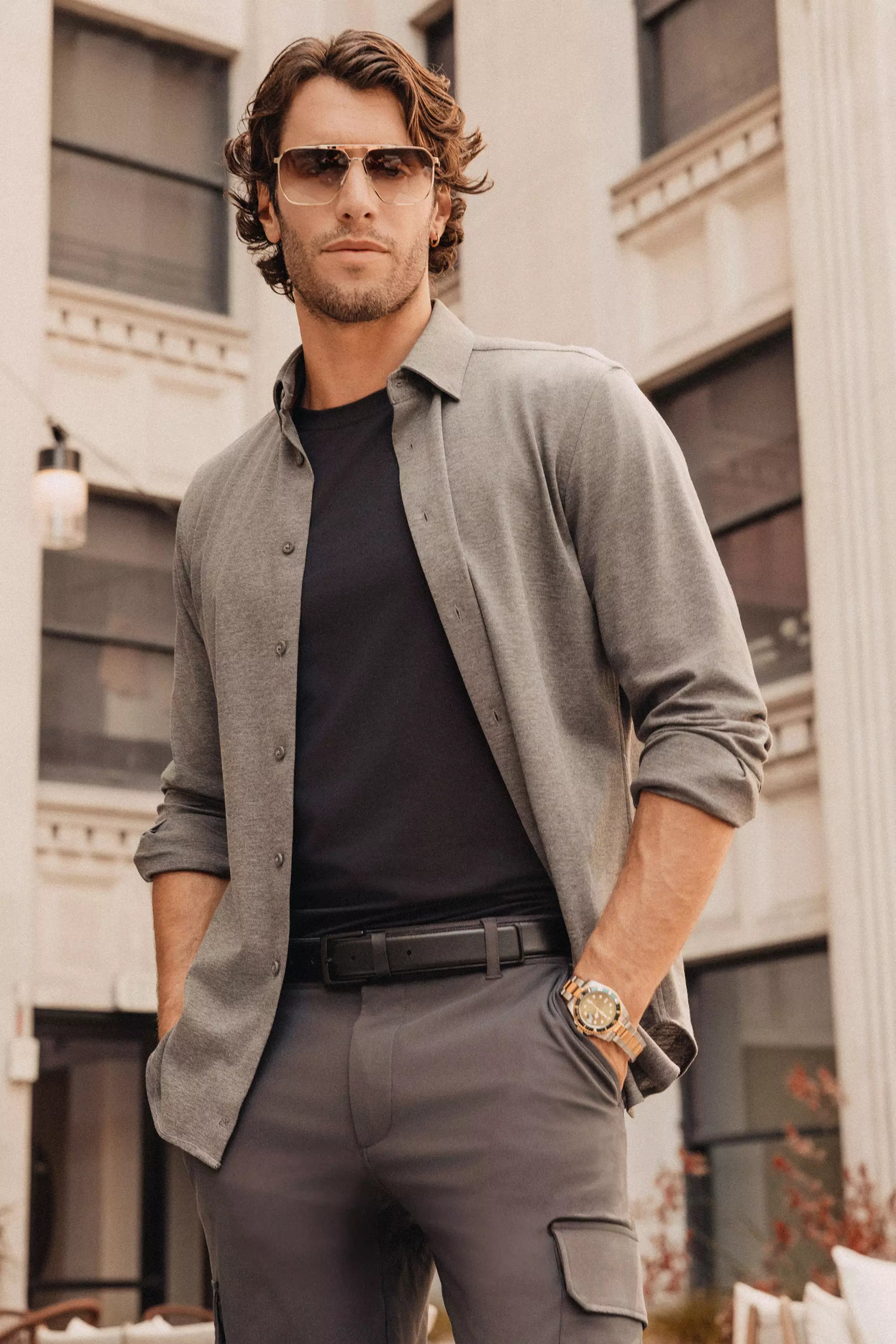 Interview FlexPique Knit Standard-Fit Shirt - Htr Charcoal