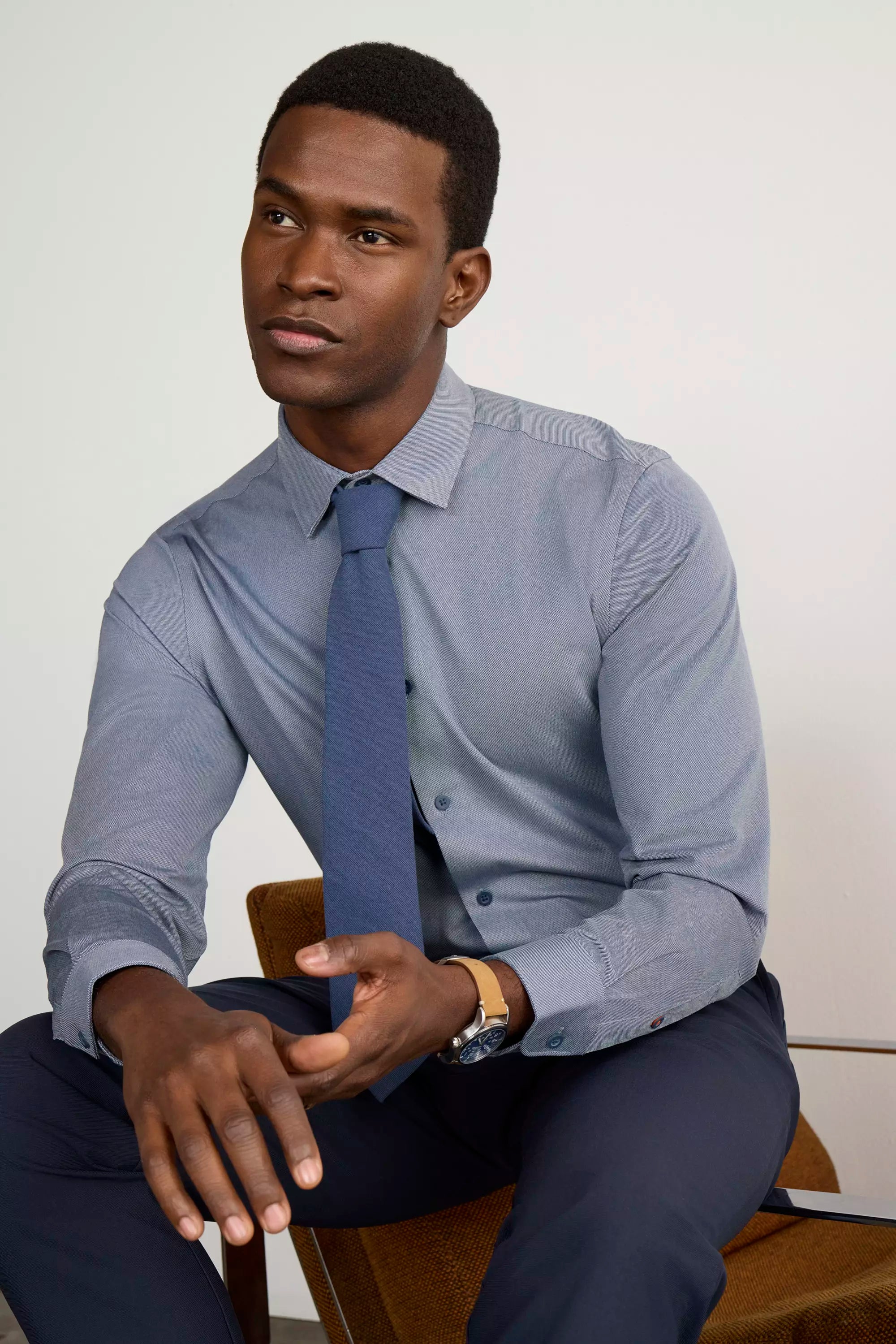 Résumé FlexWarp Knit Standard-Fit Shirt - Htr Navy Sky