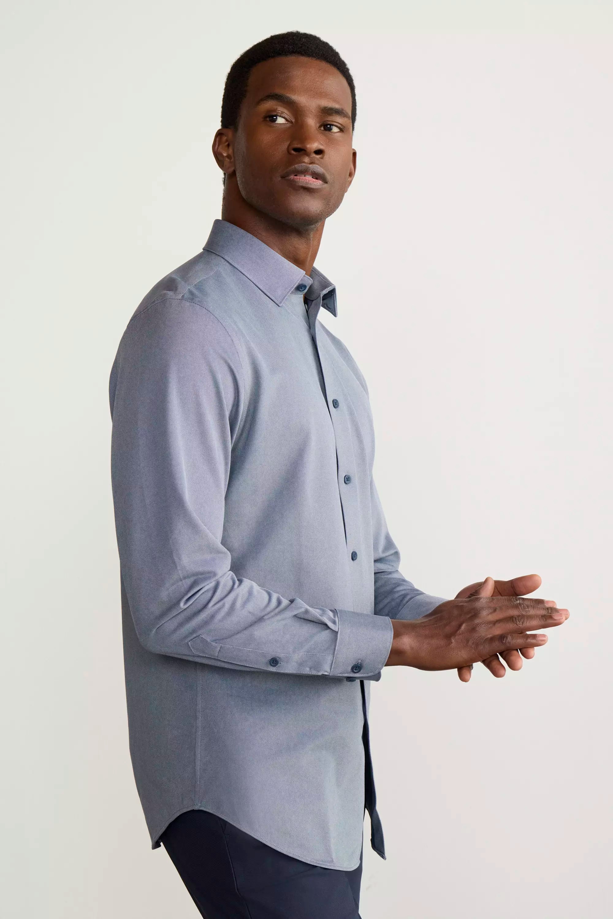 Résumé FlexWarp Knit Standard-Fit Shirt - Htr Navy Sky