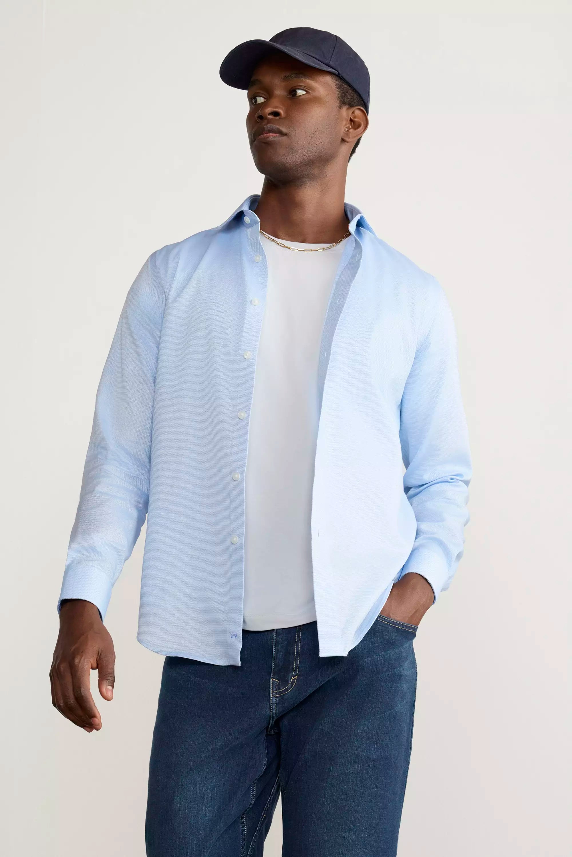 Air-Tech Poplin Slim-Fit Shirt - Blue Dobby