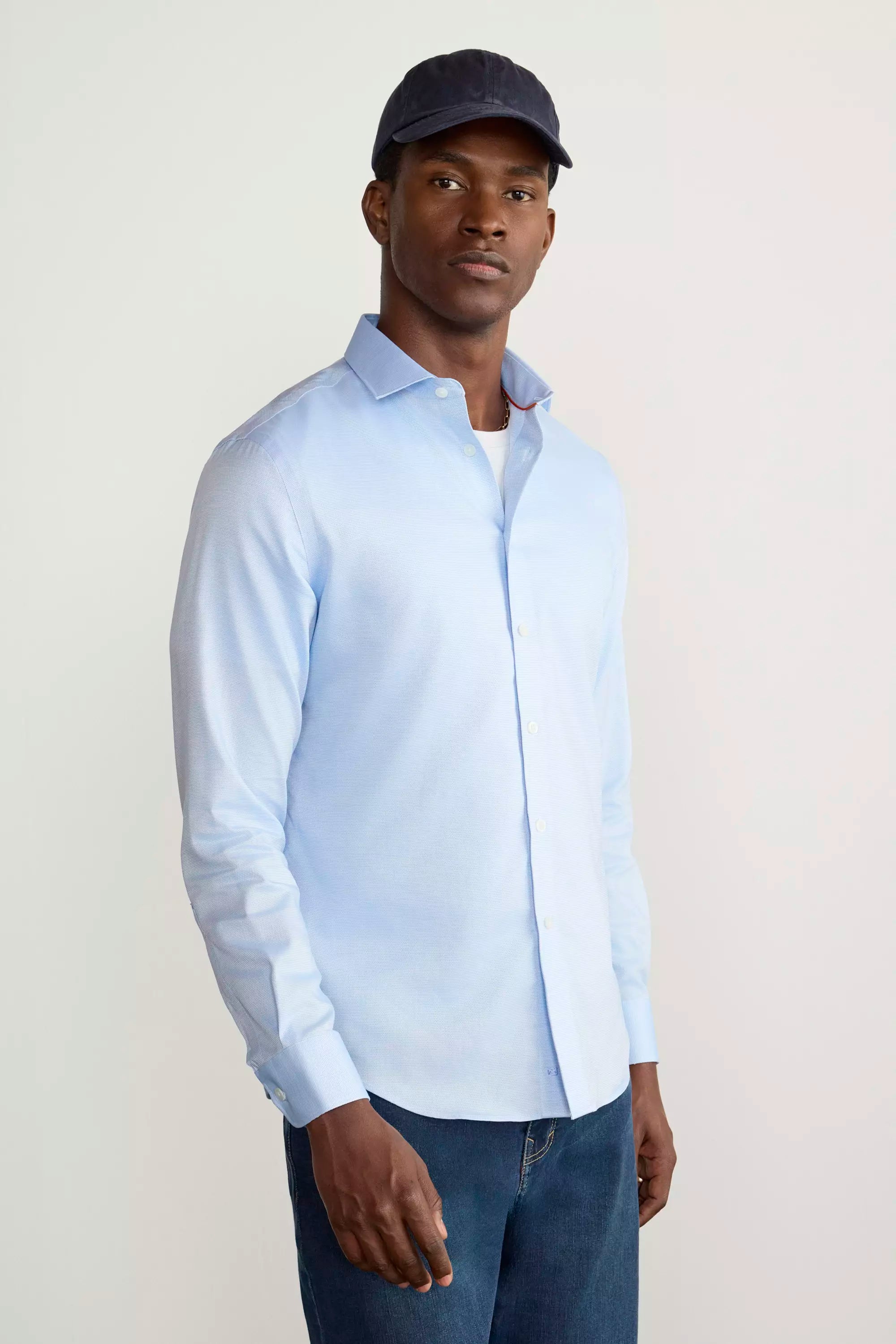 Air-Tech Poplin Slim-Fit Shirt - Blue Dobby