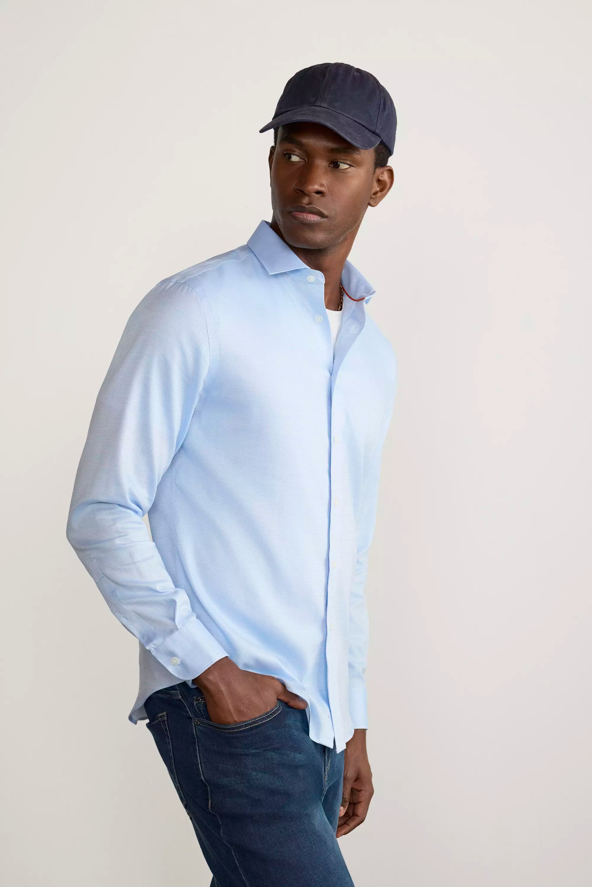 Air-Tech Poplin Slim-Fit Shirt - Blue Dobby