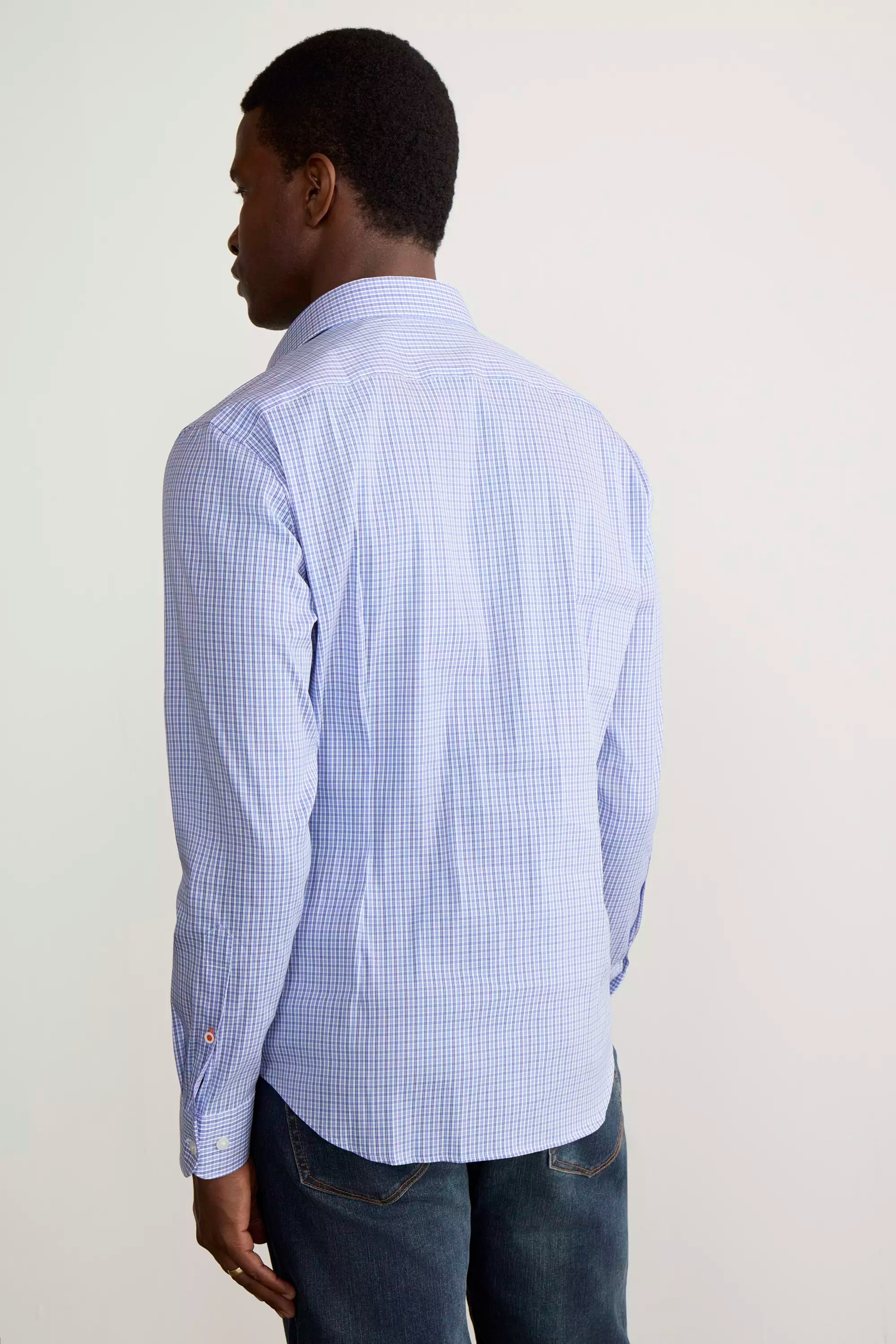 PerformLuxe Cotton Nylon Poplin Slim-Fit Shirt - Blue Dupplin Check