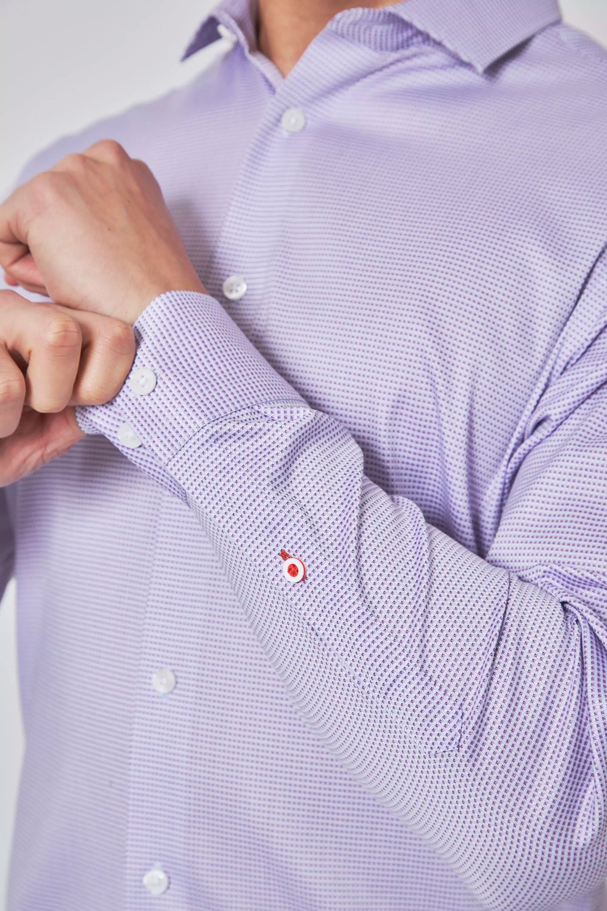 PerformLuxe Cotton Nylon Check Standard-Fit Shirt - Purple/Blue Check
