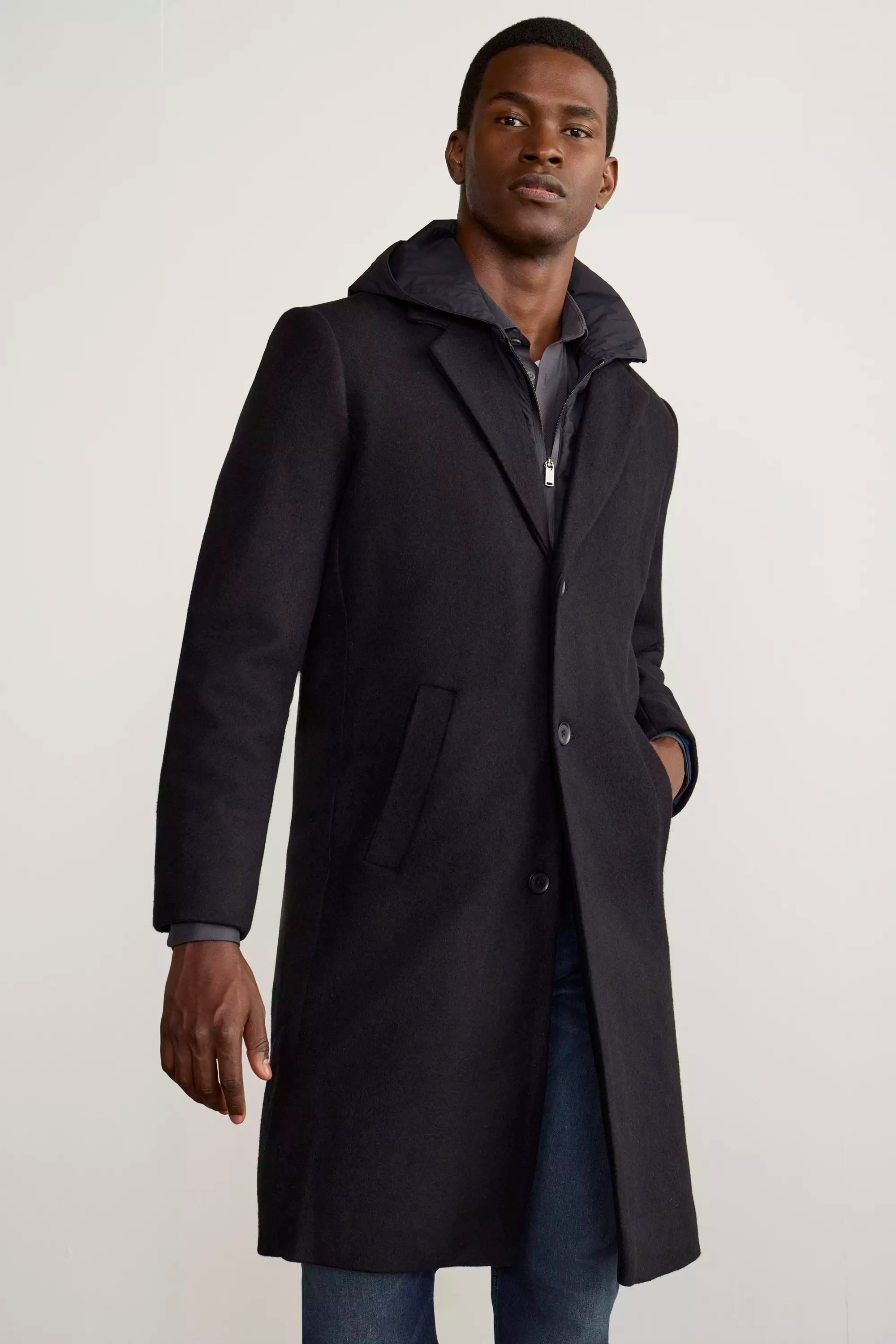 Overcoat with hoodie sales