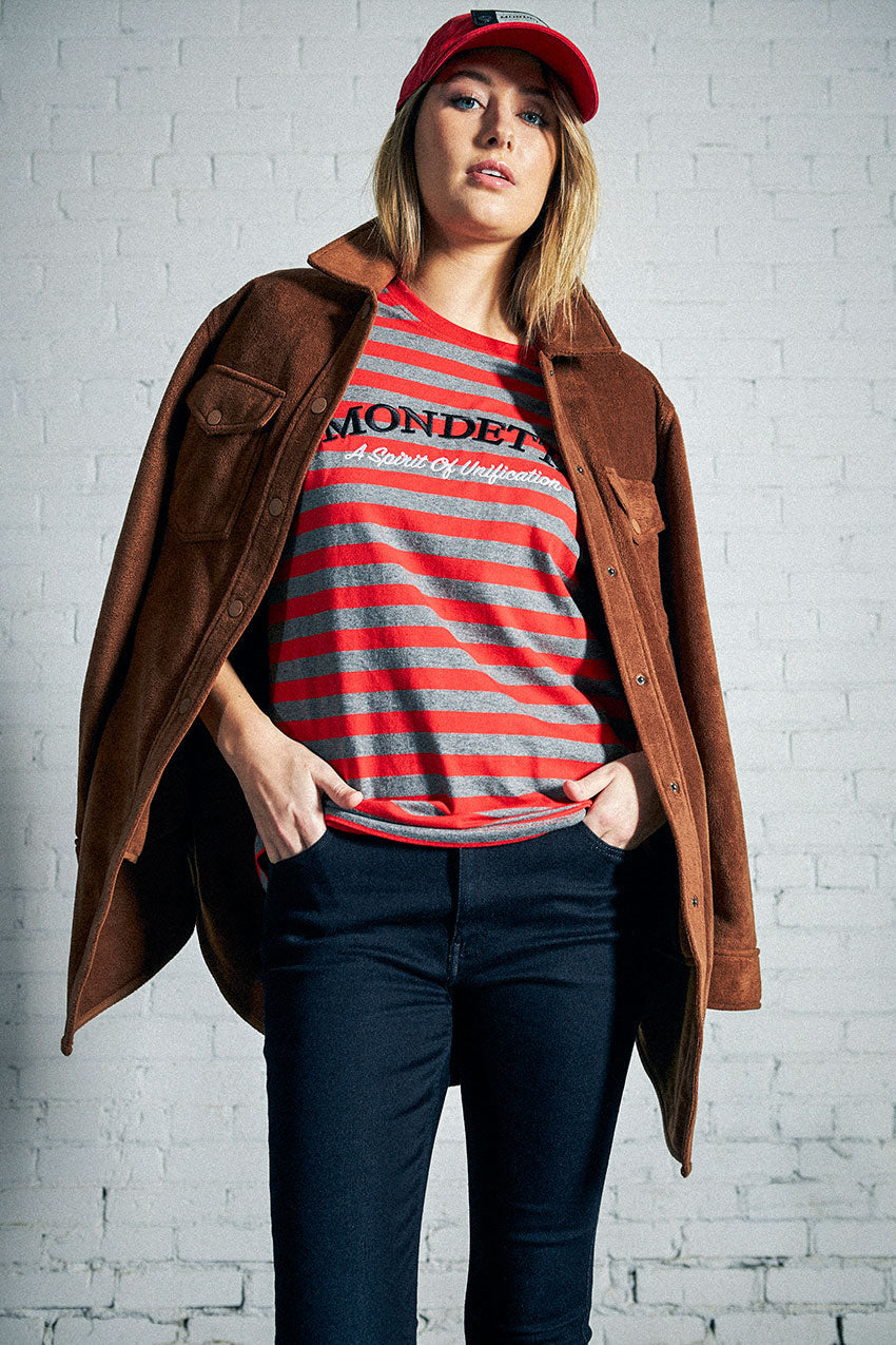 Chase Striped Logo Tee - Maple Red Stripe