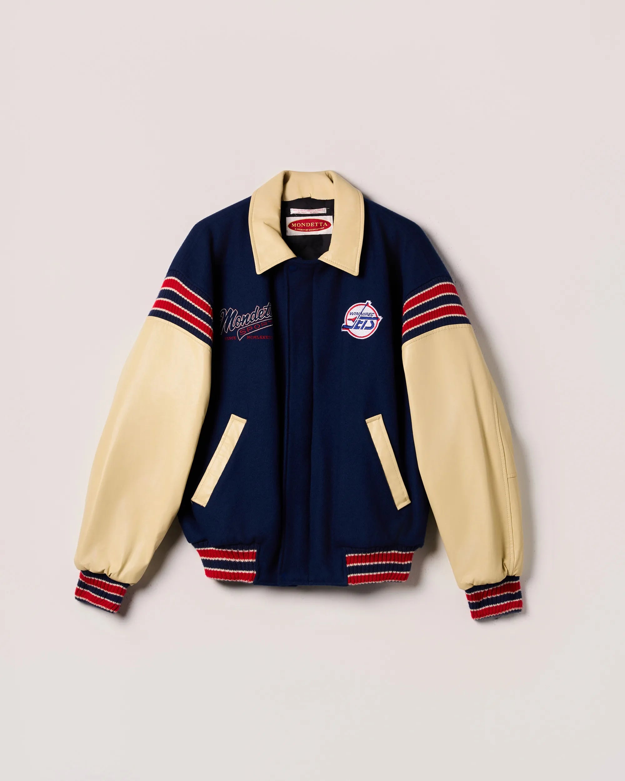 “Winnipeg Jets” Leather & Melton Varsity Jacket