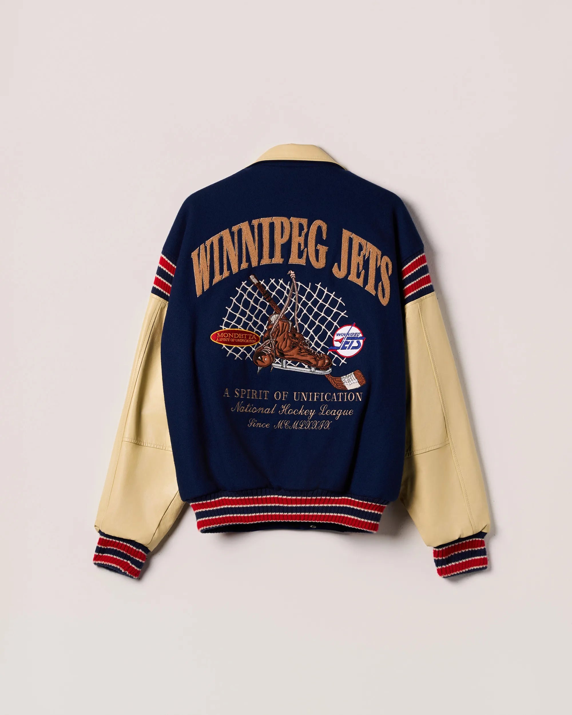 “Winnipeg Jets” Leather & Melton Varsity Jacket