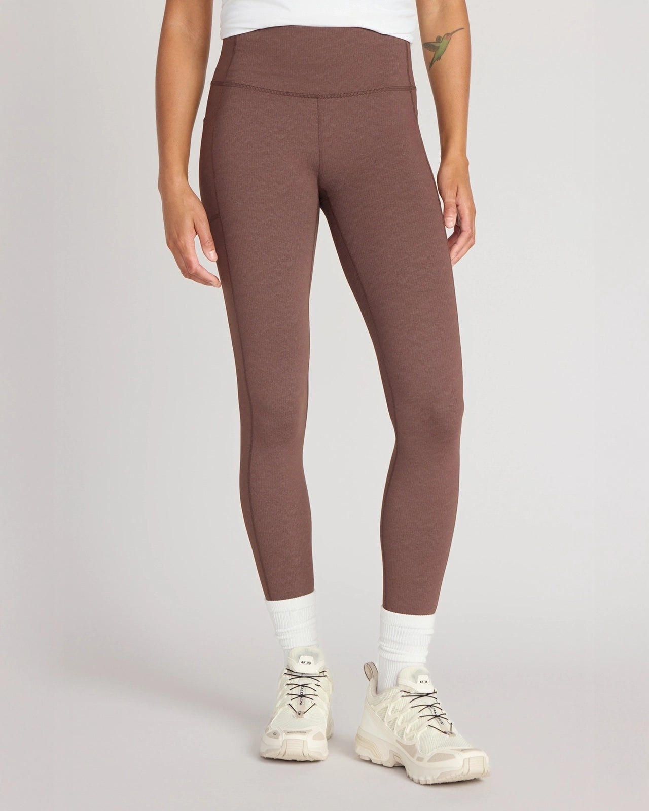 The Active GRS Certified Recycled Nylon Denim-Feel Legging - Chicory Coffee Combo