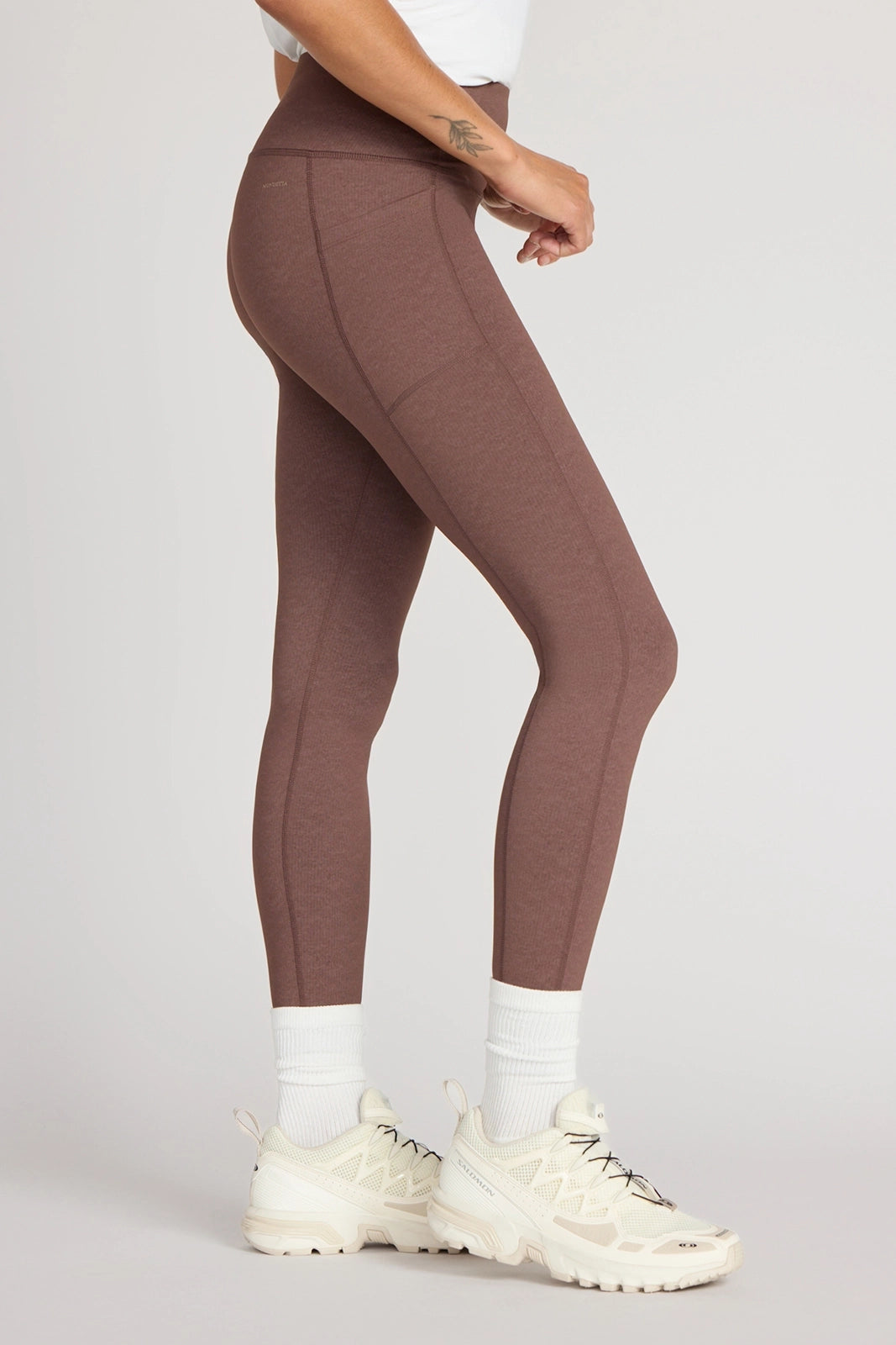 The Active GRS Certified Recycled Nylon Denim-Feel Legging - Chicory Coffee Combo