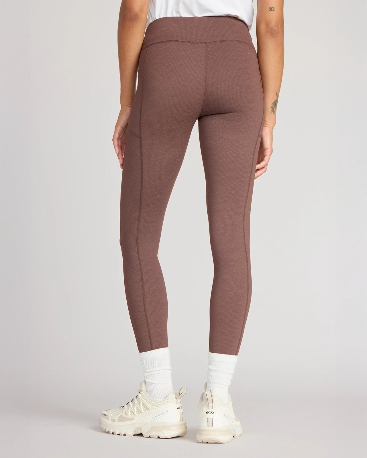 The Active GRS Certified Recycled Nylon Denim-Feel Legging - Chicory Coffee Combo