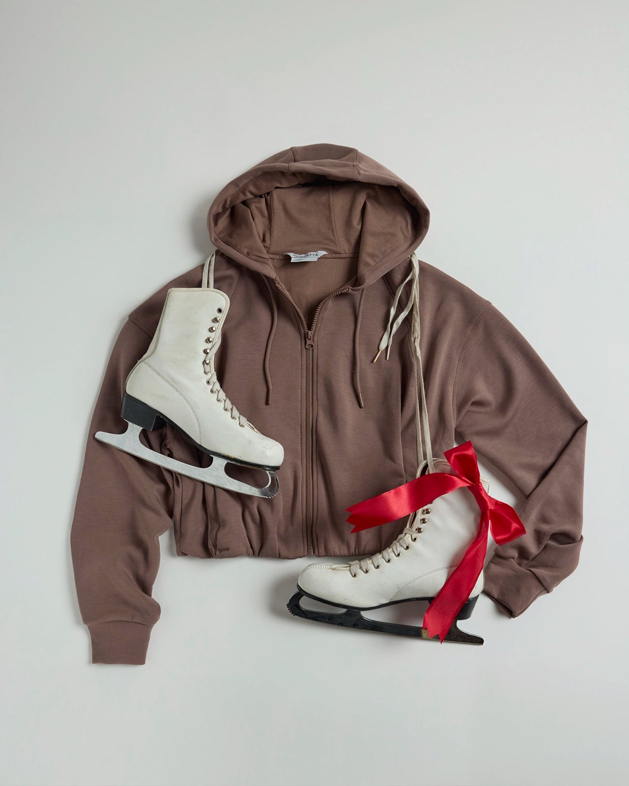 The Double Knit GRS Certified Recycled Poly + Modal Cropped Hoodie - Deep Taupe