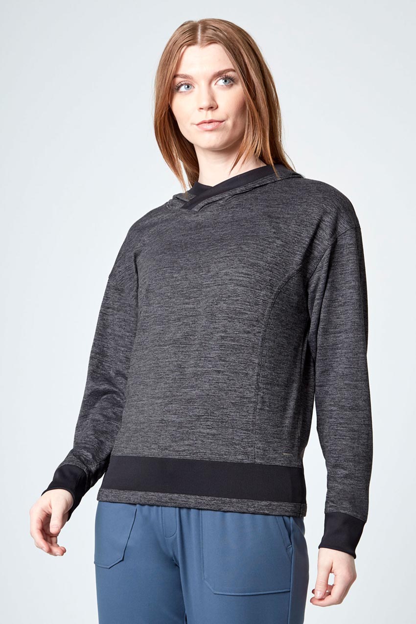 Melange Long Sleeve Hoodie - Charcoal Melange