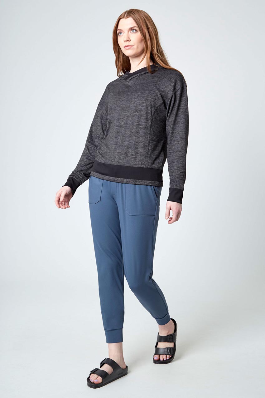 Melange Long Sleeve Hoodie - Charcoal Melange