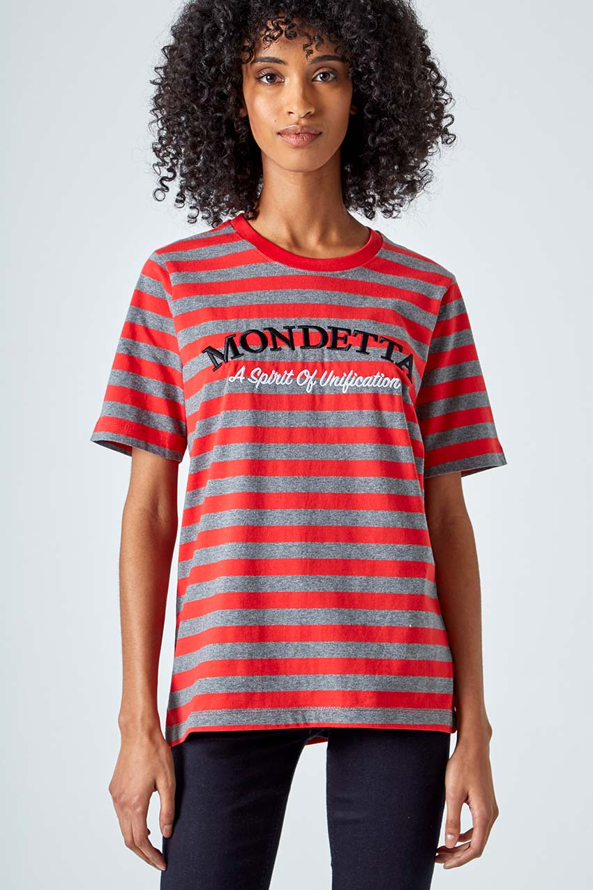 Chase Striped Logo Tee - Maple Red Stripe