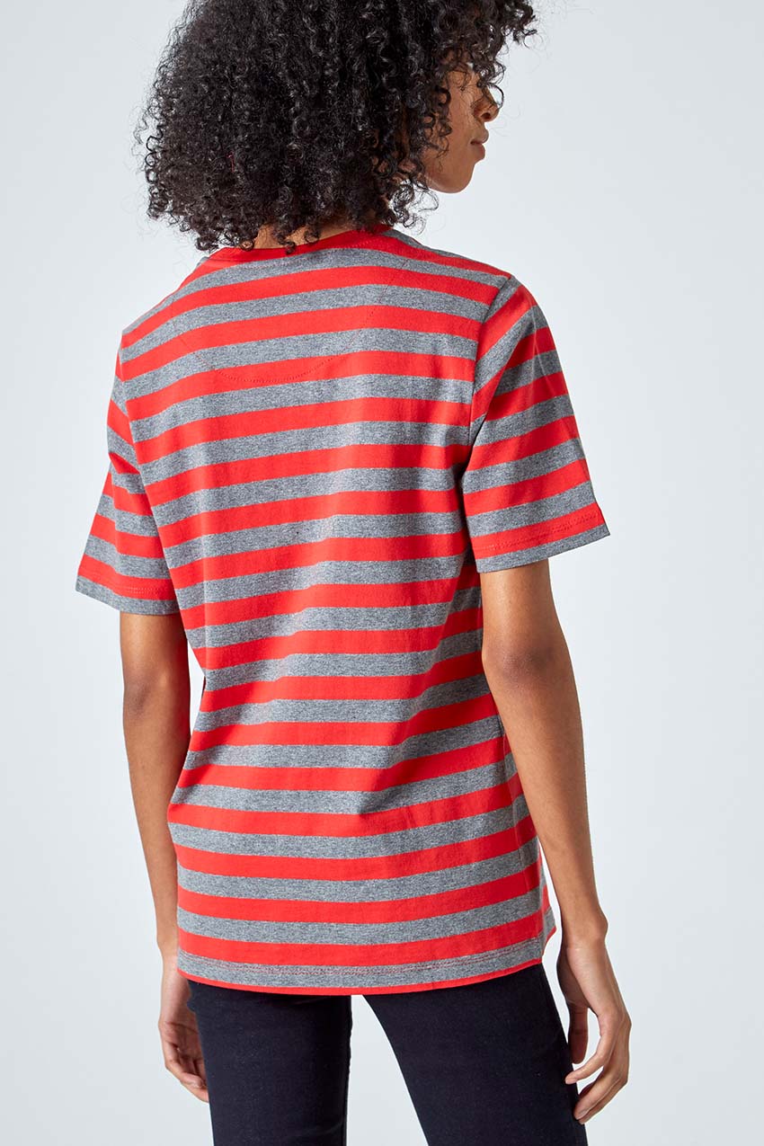 Chase Striped Logo Tee - Maple Red Stripe