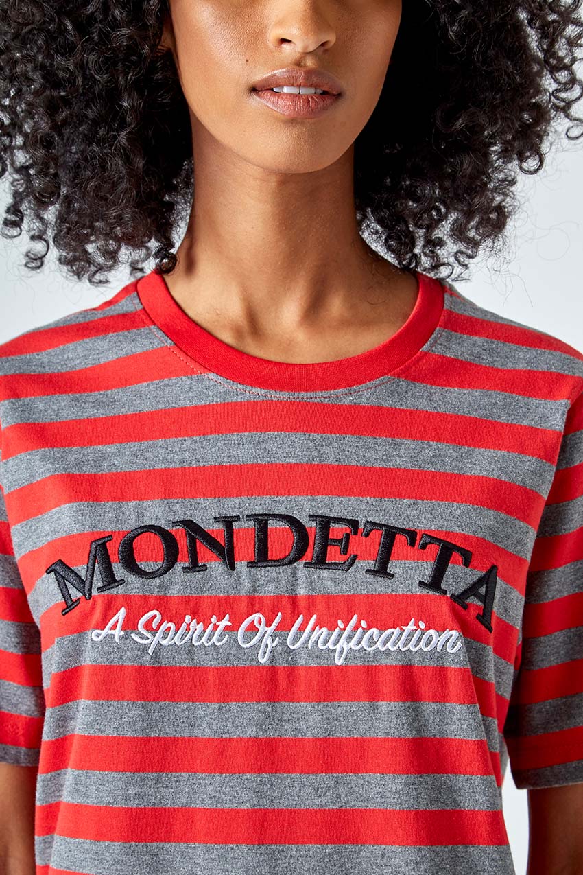 Chase Striped Logo Tee - Maple Red Stripe