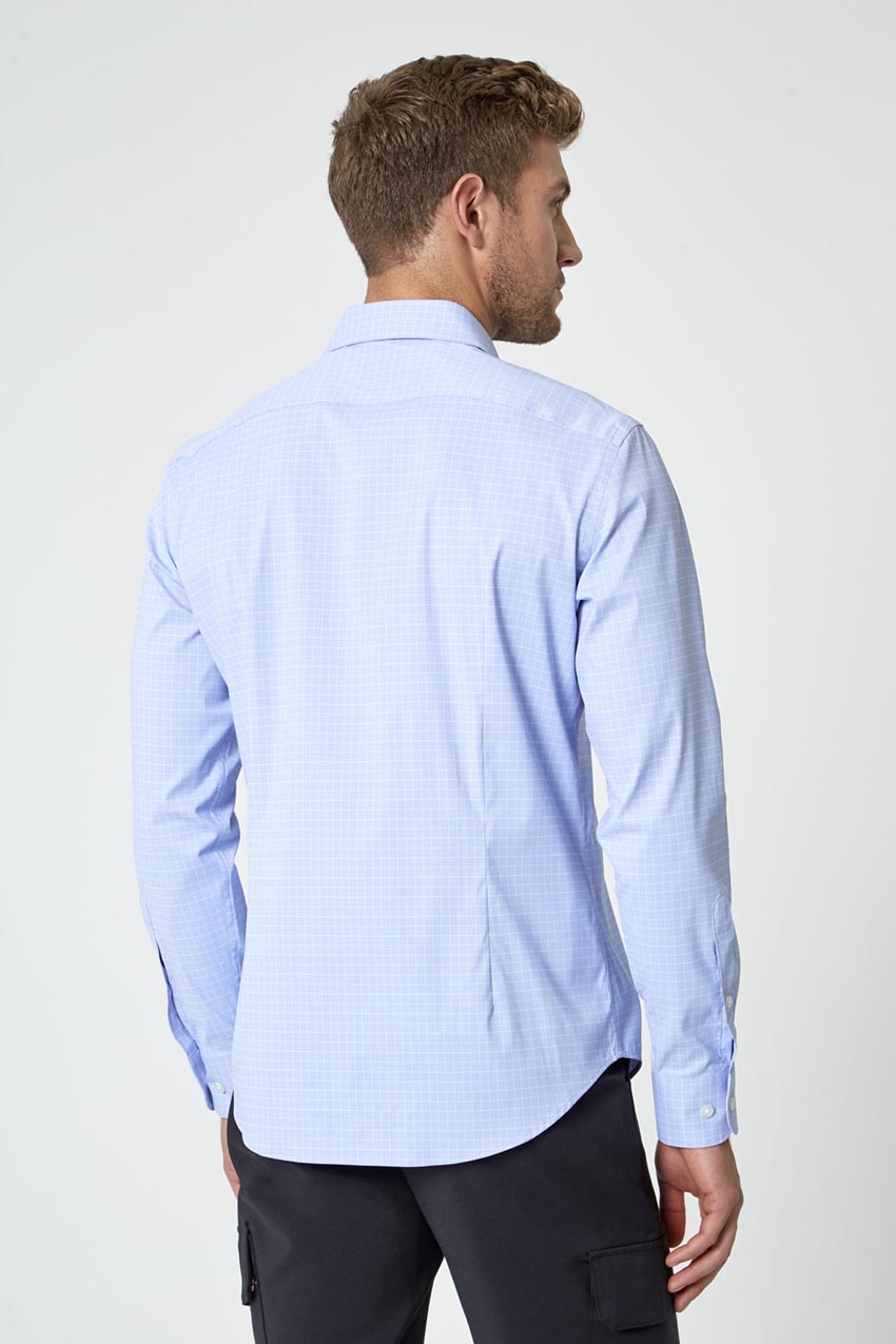 TechniCity Absolute Performance Poplin Slim-Fit Shirt - Blue Glen Check