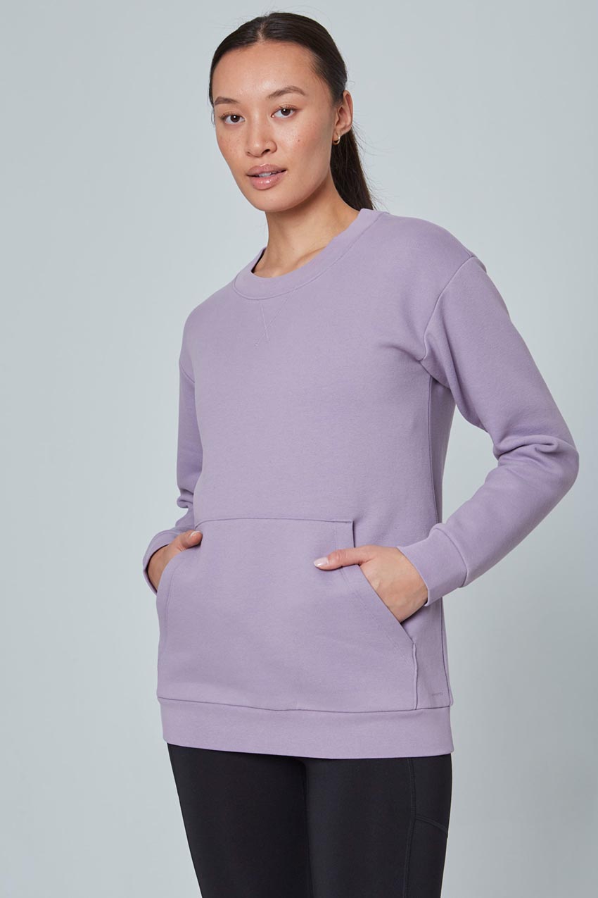 Mondetta Womens Fleece Crew Neck Top in Purple