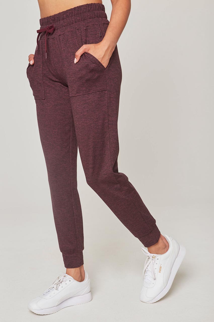 Mondetta Women’s Melange Peached Jogger in Wine Tasting Melange