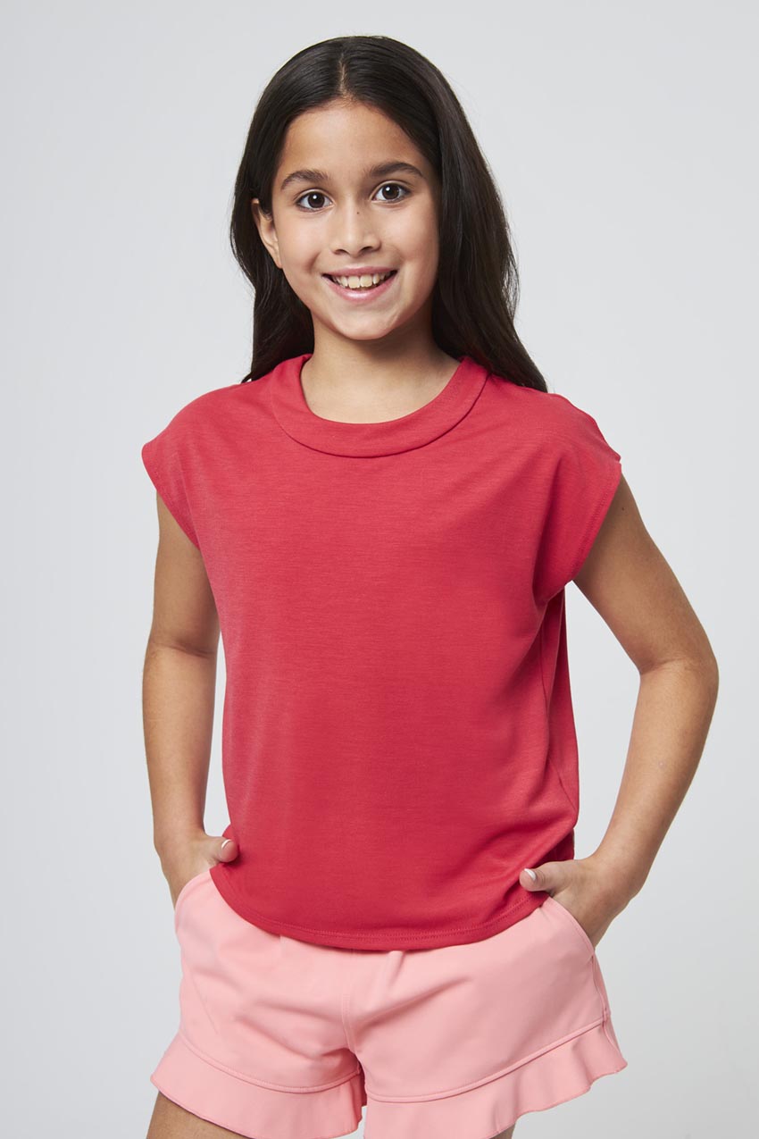 MPG Sport Dynamic Key-Hole Relaxed Girls Tee  in Cardinal