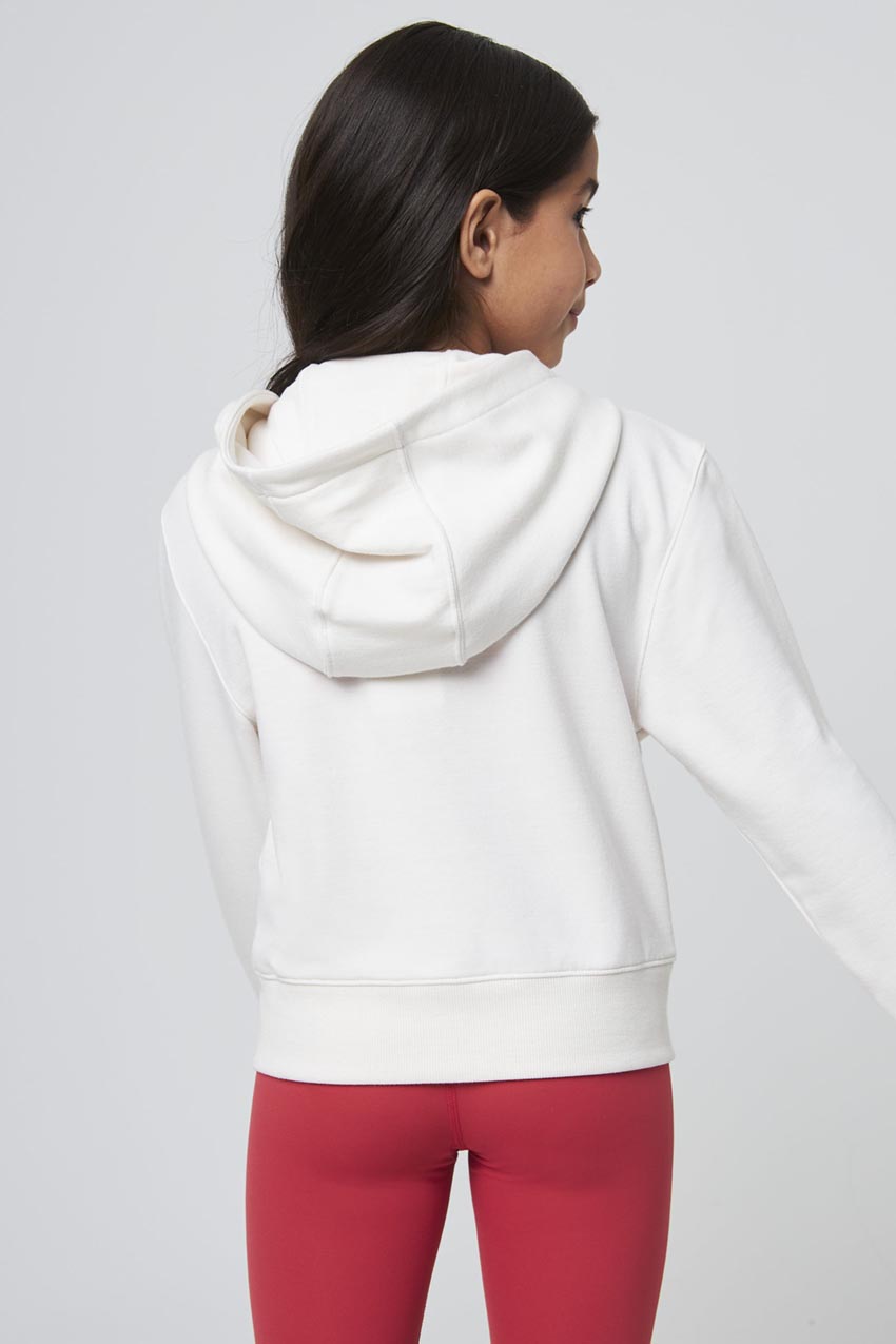 Serene Recycled Polyester TENCEL™ Cropped Girls’ Zip-Up Hoodie