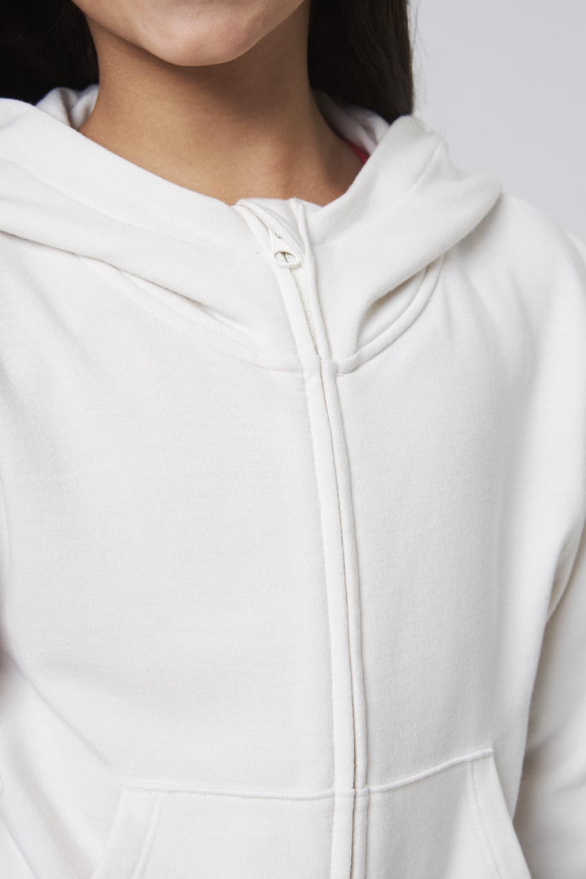 Serene Recycled Polyester TENCEL™ Cropped Girls’ Zip-Up Hoodie