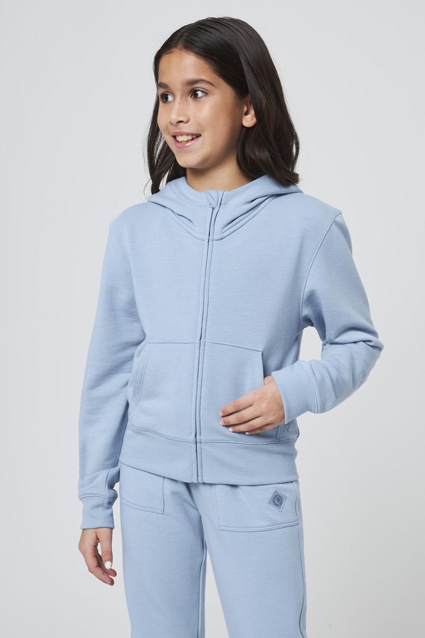 MPG Sport Serene Crop Girls Full Zip Hoodie  in Ashley Blue