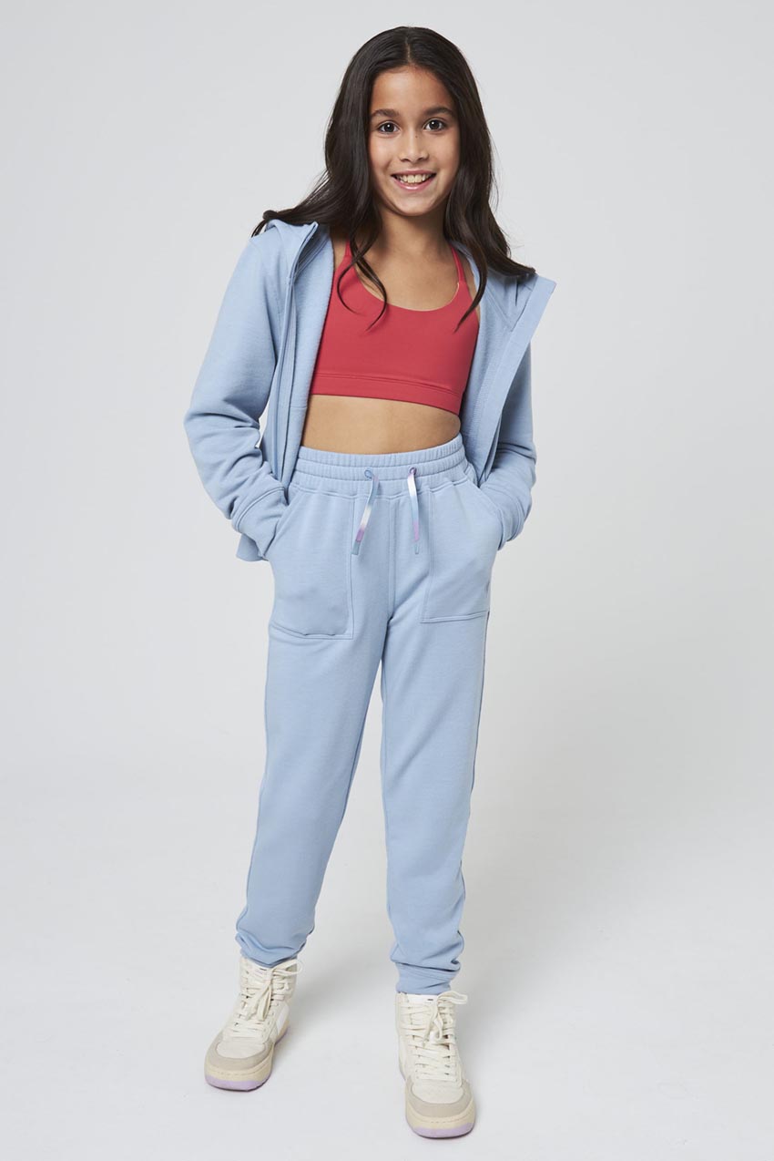 Serene Recycled Polyester TENCEL™ Cropped Girls’ Zip-Up Hoodie