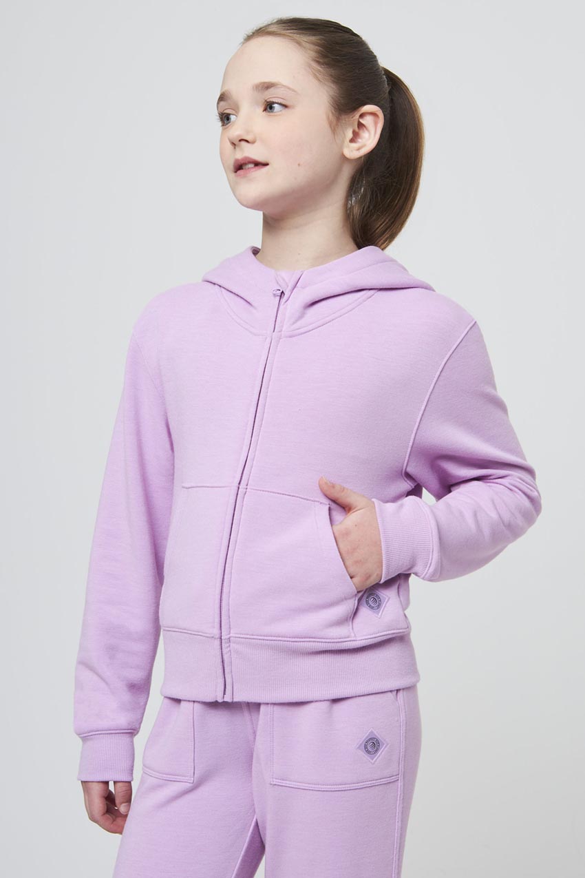 MPG Sport Serene Crop Girls Full Zip Hoodie  in Crocus Petal