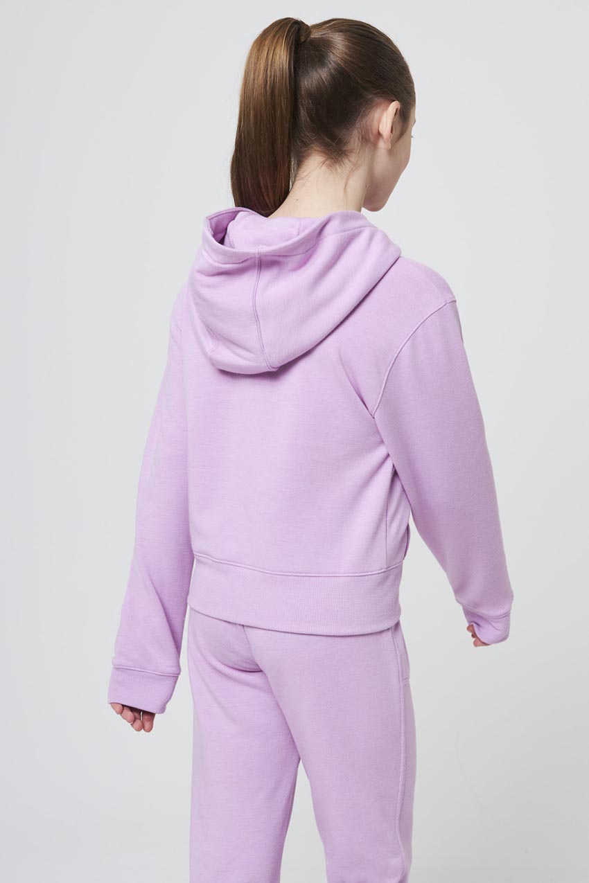 Serene Recycled Polyester TENCEL™ Cropped Girls’ Zip-Up Hoodie