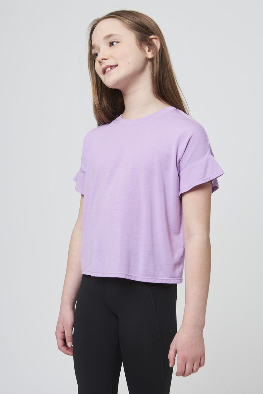 MPG Sport Breeze Relaxed Short Sleeve Girls Tee  in Crocus Petal