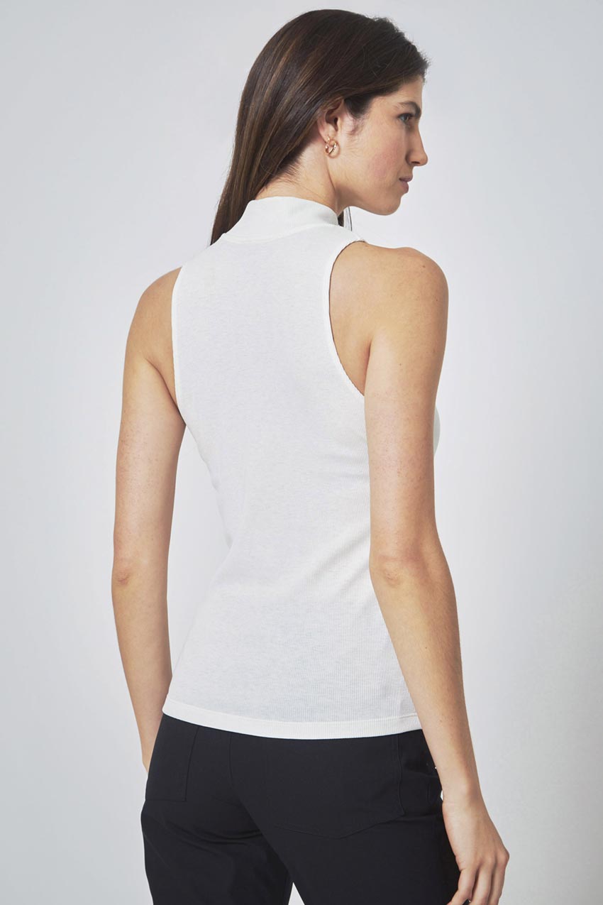 Collaborate Fitted Mock Neck Rib Sleeveless Top