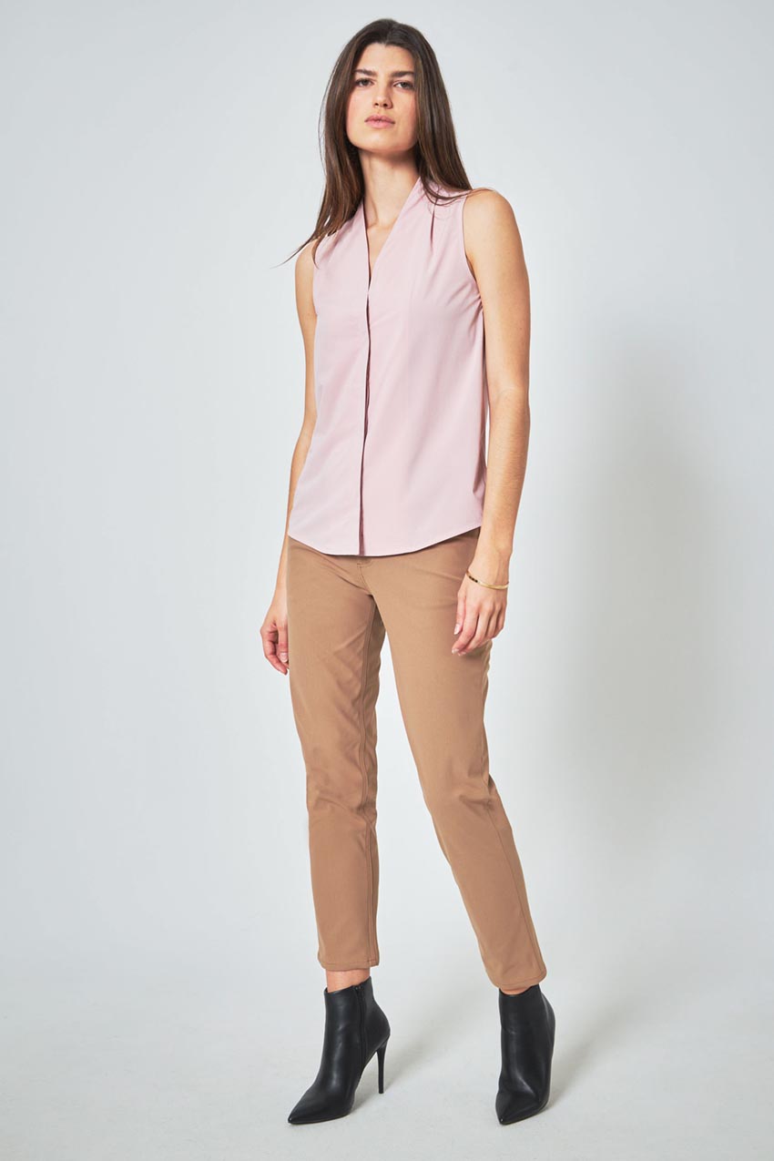 Resource Sleeveless V-Neck Blouse with Pleats