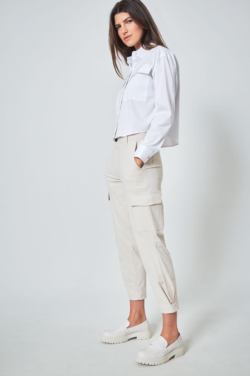 Suitable Cropped Shirt with Pockets