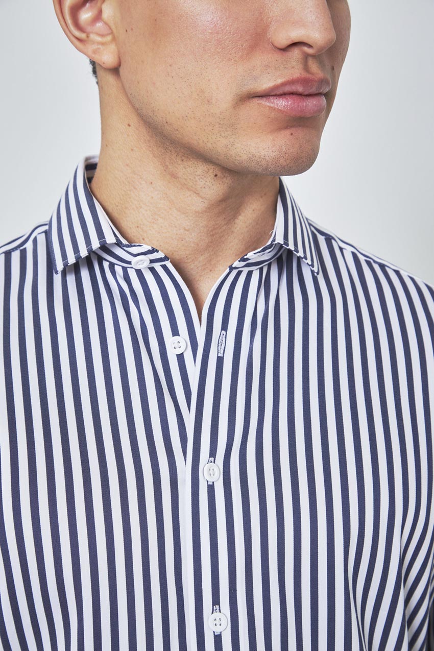 PerformLuxe Cotton Nylon Stripe Slim-Fit Shirt