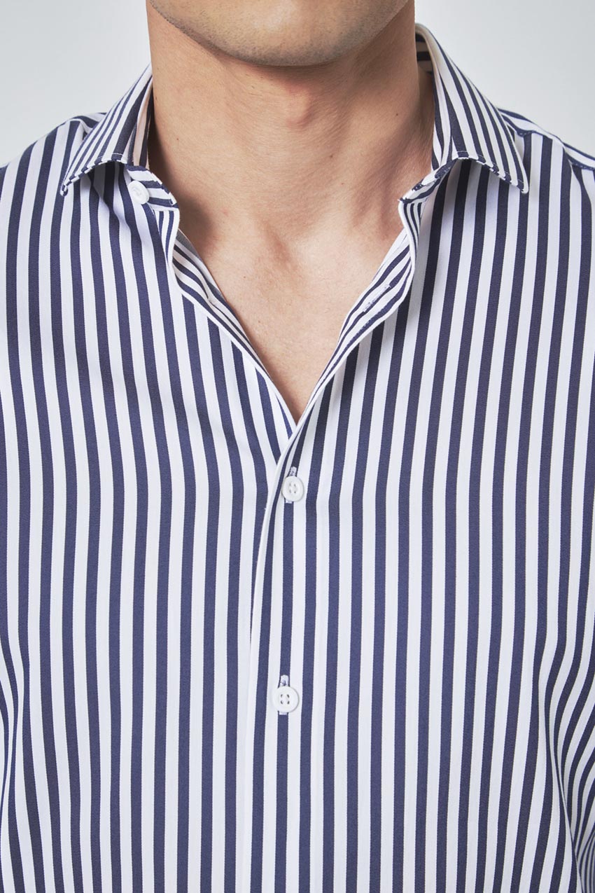 PerformLuxe Cotton Nylon Stripe Standard-Fit Shirt