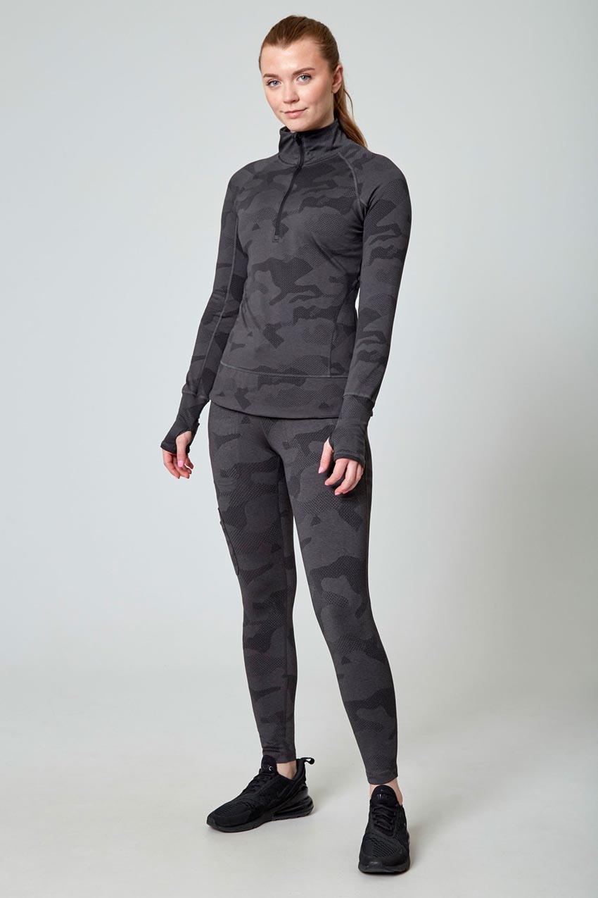 Mondetta Camo Jacquard Cold Gear Legging  in Black Combo