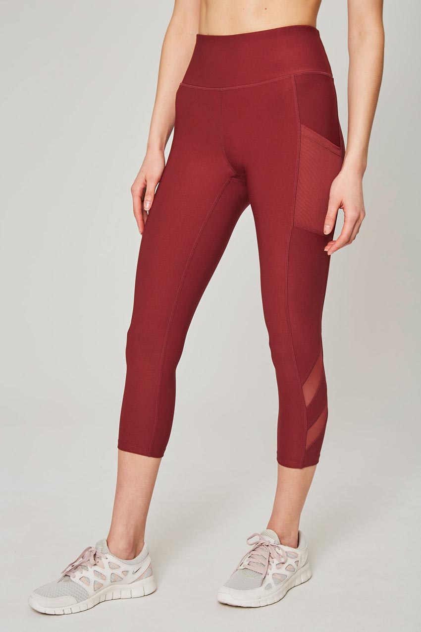 Mondetta Women’s Mesh Capri in Oxblood Red