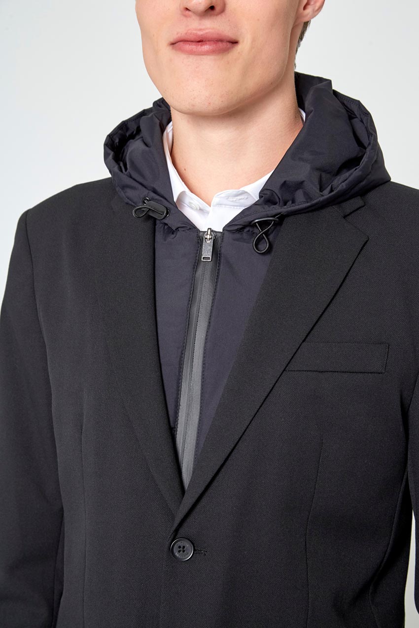 Mens hooded blazer jacket best sale