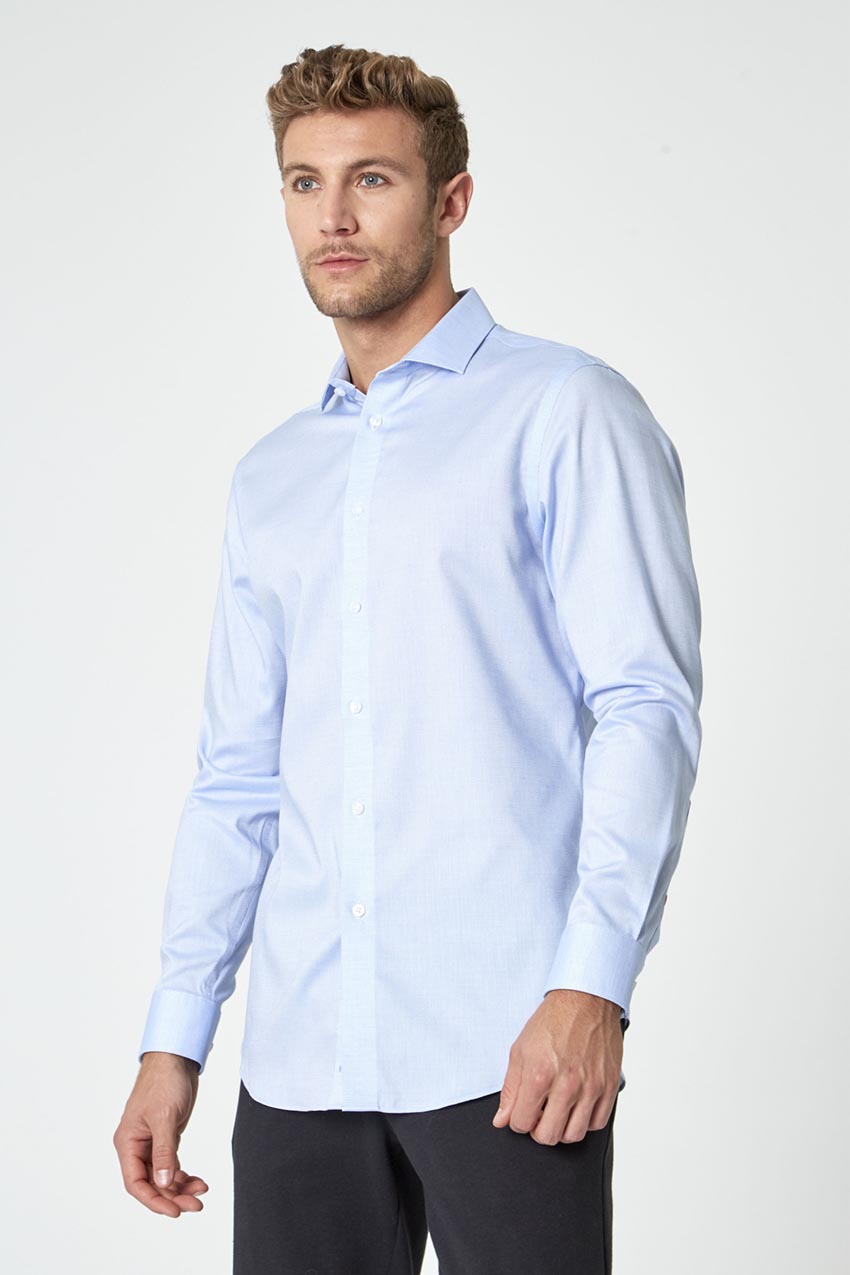 Modern Ambition work-ready men's Air-Tech Poplin Standard-Fit Shirt in Blue Dobby